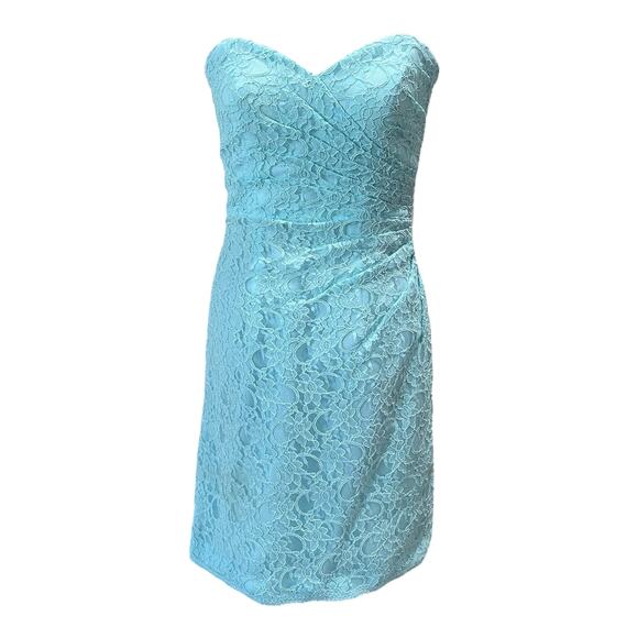 Kennedy Blue Strapless Sweetheart Neckline Lace Mini Dress Size 8 Coquette PROM - Picture 1 of 6